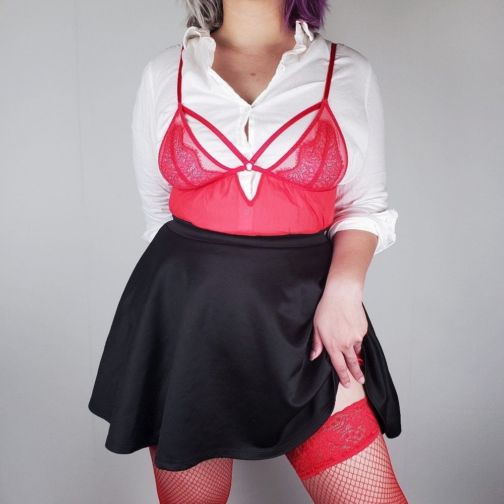 Victoria's Secret Sheer Red Lace Slip Babydoll